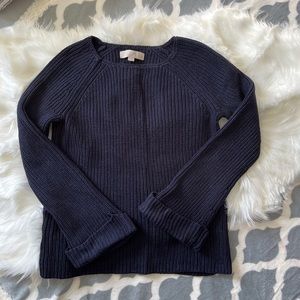 🛍 Loft Navy Cable Knit Cuffed Sweater Sz S/P
